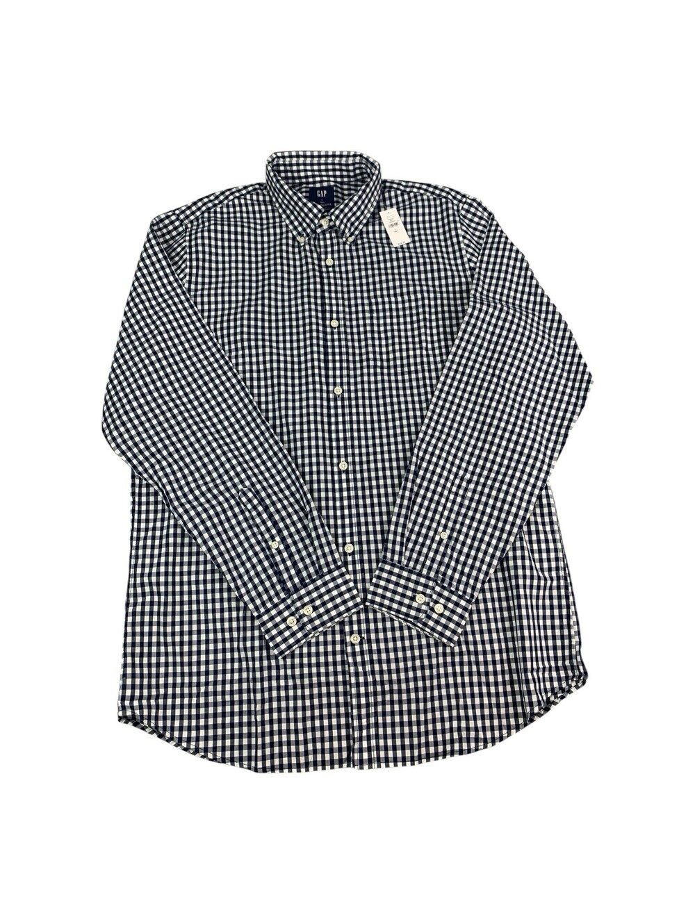 GAP Button Up Cotton Shirt Standard Fit Gingham Check Poplin Men’s L-Tall, NEW